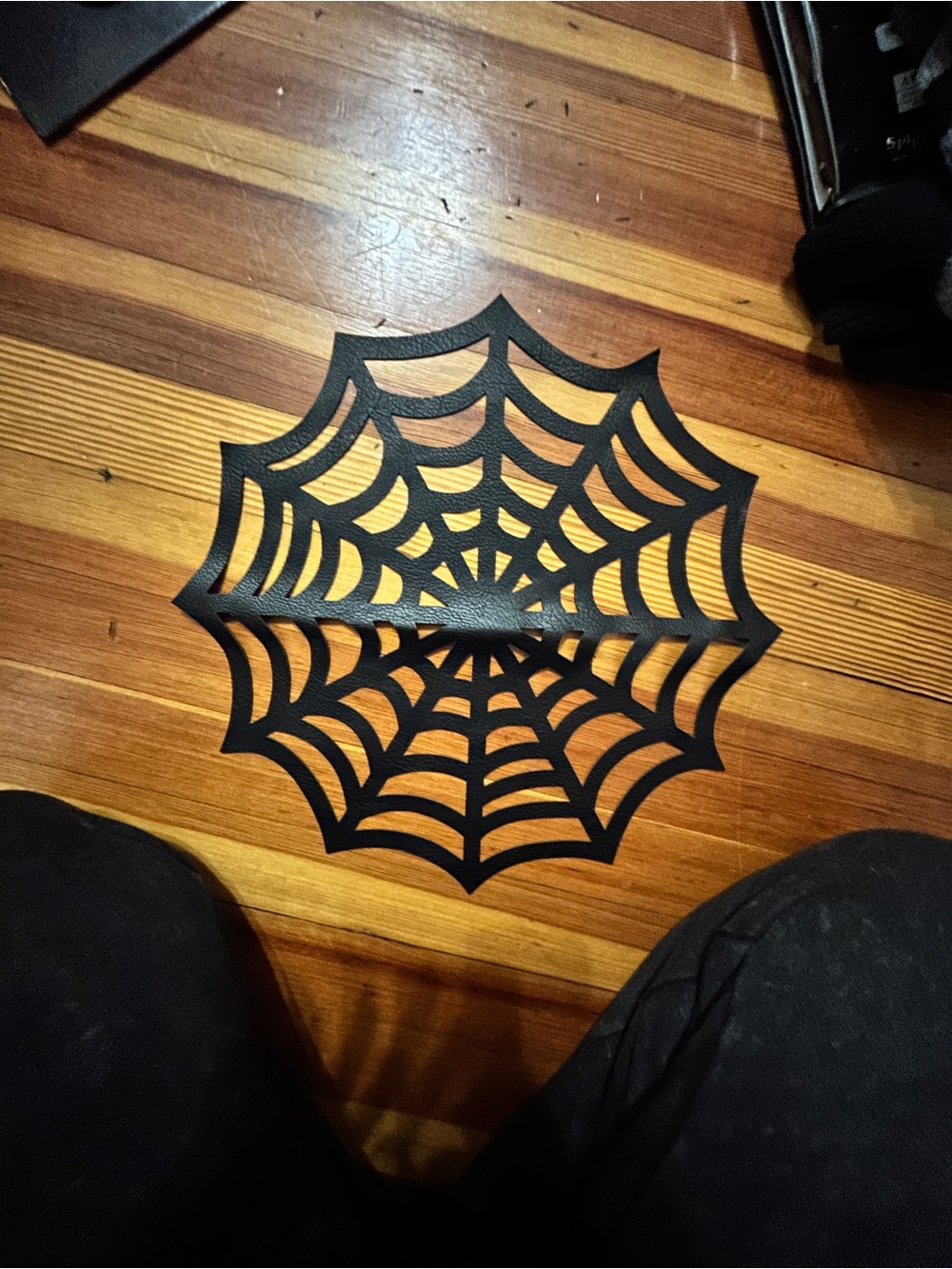 Leather Black Spiderweb Doily